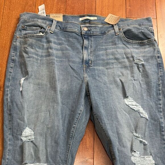 NWT Levis Jeans 725 High Rise Bootcut Light Wash Distressed Womens Size 22W - Picture 2 of 12
